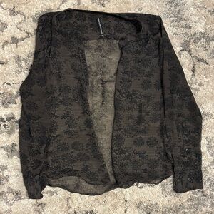 Black Floral Sheer Blouse